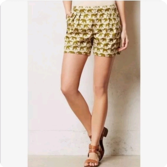 Anthropologie Pants - Anthropologie Cartonnier‎ Safari Elephant Print Cuffs Shorts